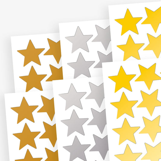 4200 Metallic Gold, Silver and Bronze Star Stickers - 18mm