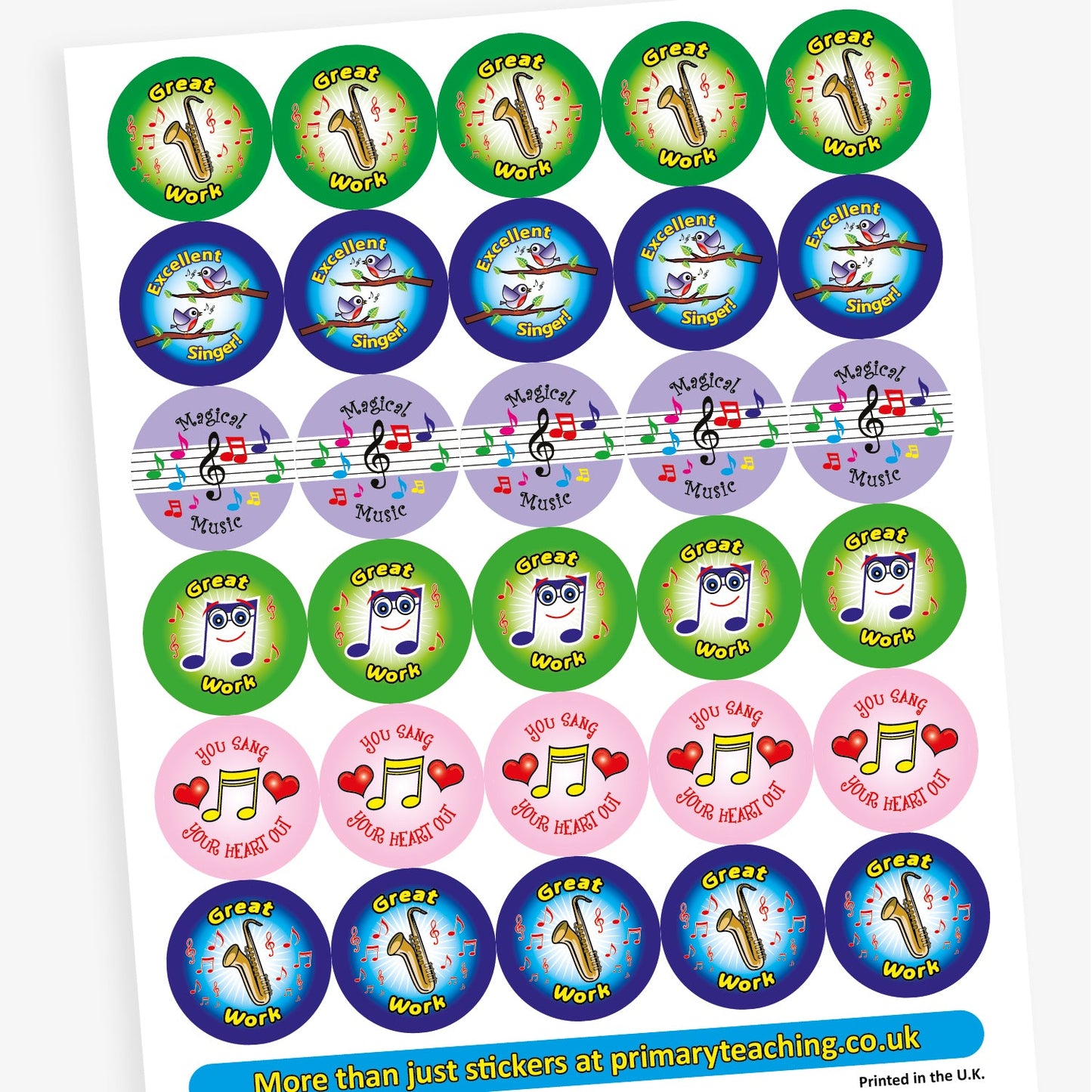 30 Music Stickers - 25mm