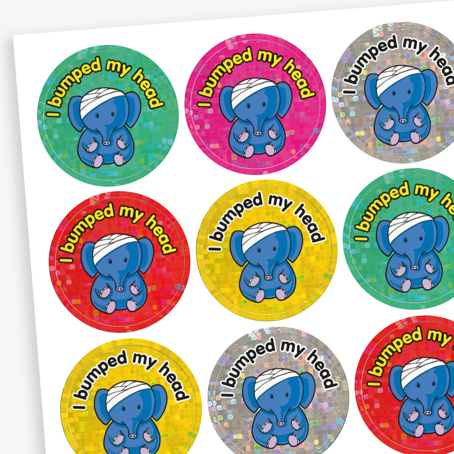 Holographic I Bumped My Head Stickers - 25mm