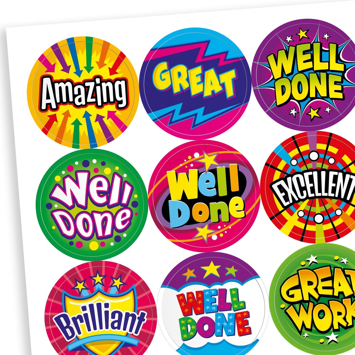 30 Bright Wording Stickers - 25mm