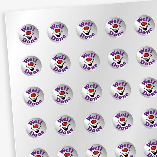 196 Metallic Well Done Smiley Stickers - 10mm