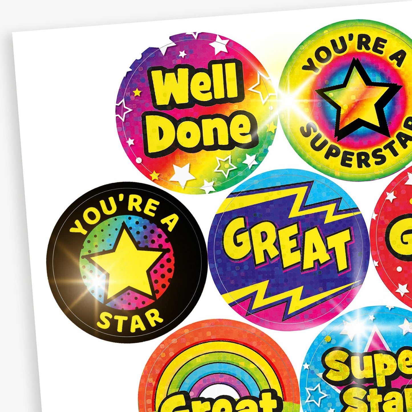 72 Holographic Assorted Praise Stickers - 35mm