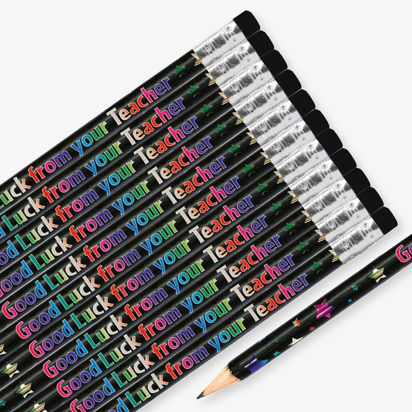 12 Metallic Good Luck from your Teacher Pencils
