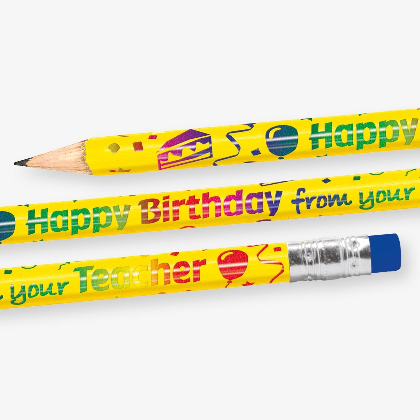 12 Metallic Happy Birthday from your Teacher Pencils