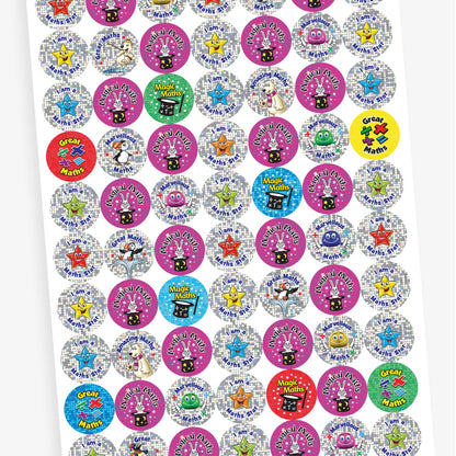 70 Holographic Assorted Maths Stickers - 25mm
