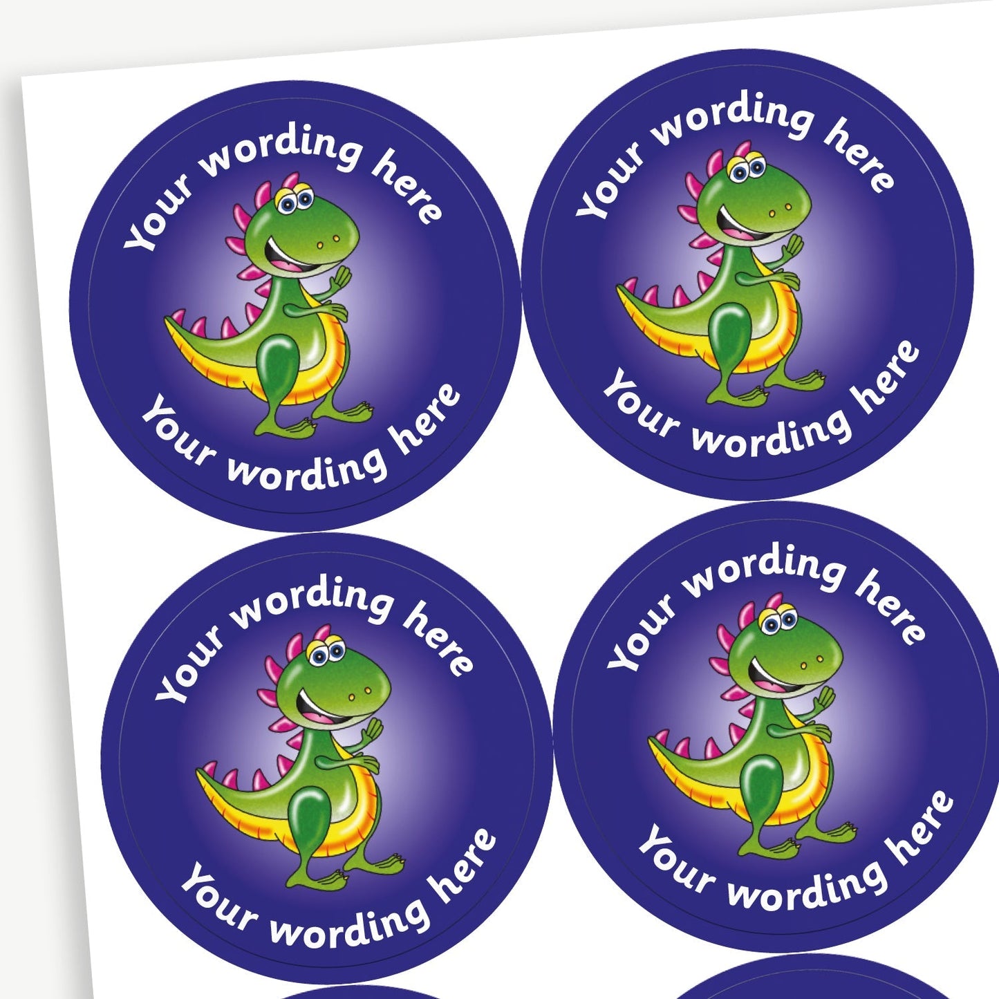 35 Personalised T. Rex Dinosaur Stickers - 37mm