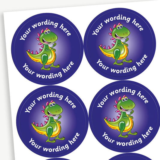 35 Personalised T. Rex Dinosaur Stickers - 37mm