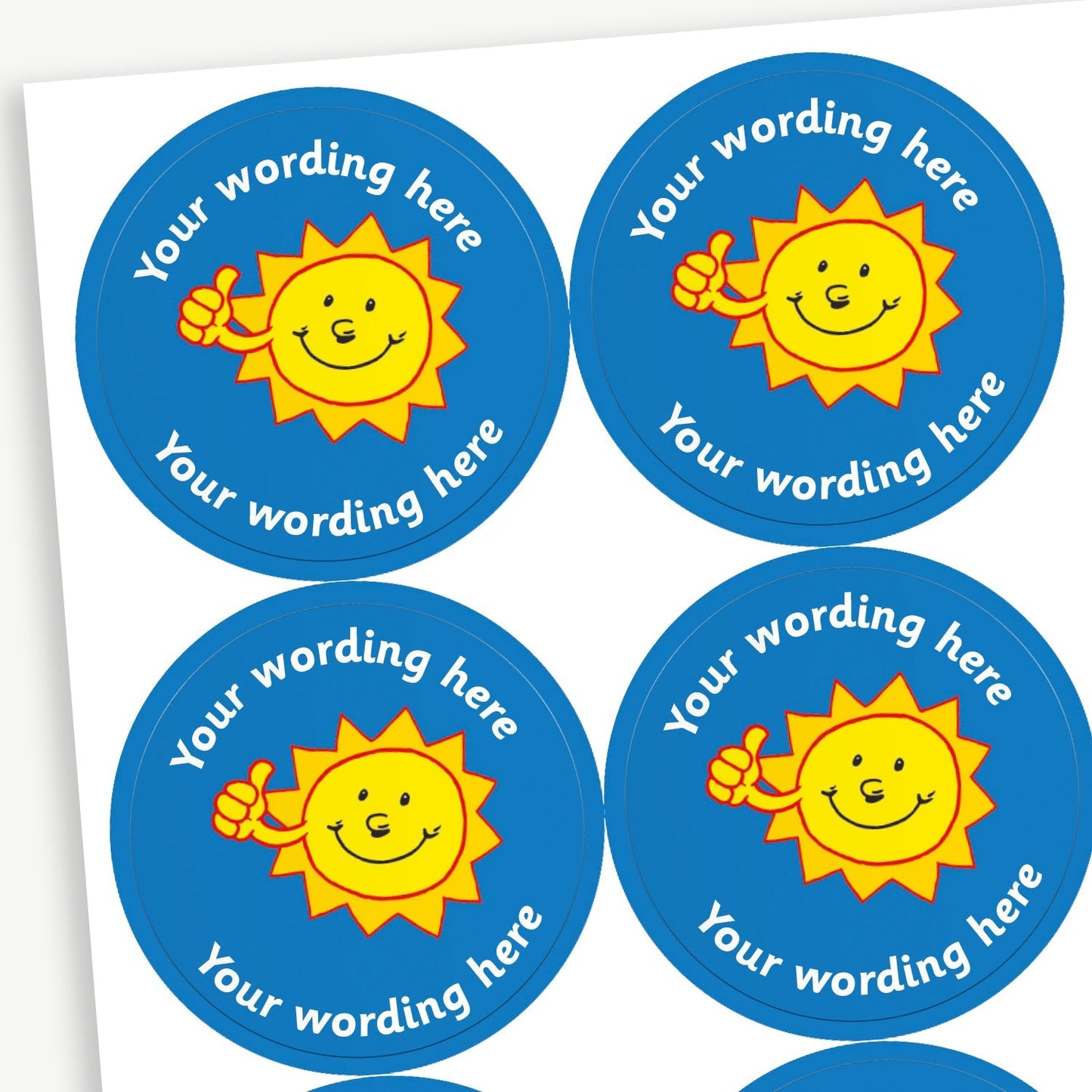 35 Personalised Sun Stickers - 37mm