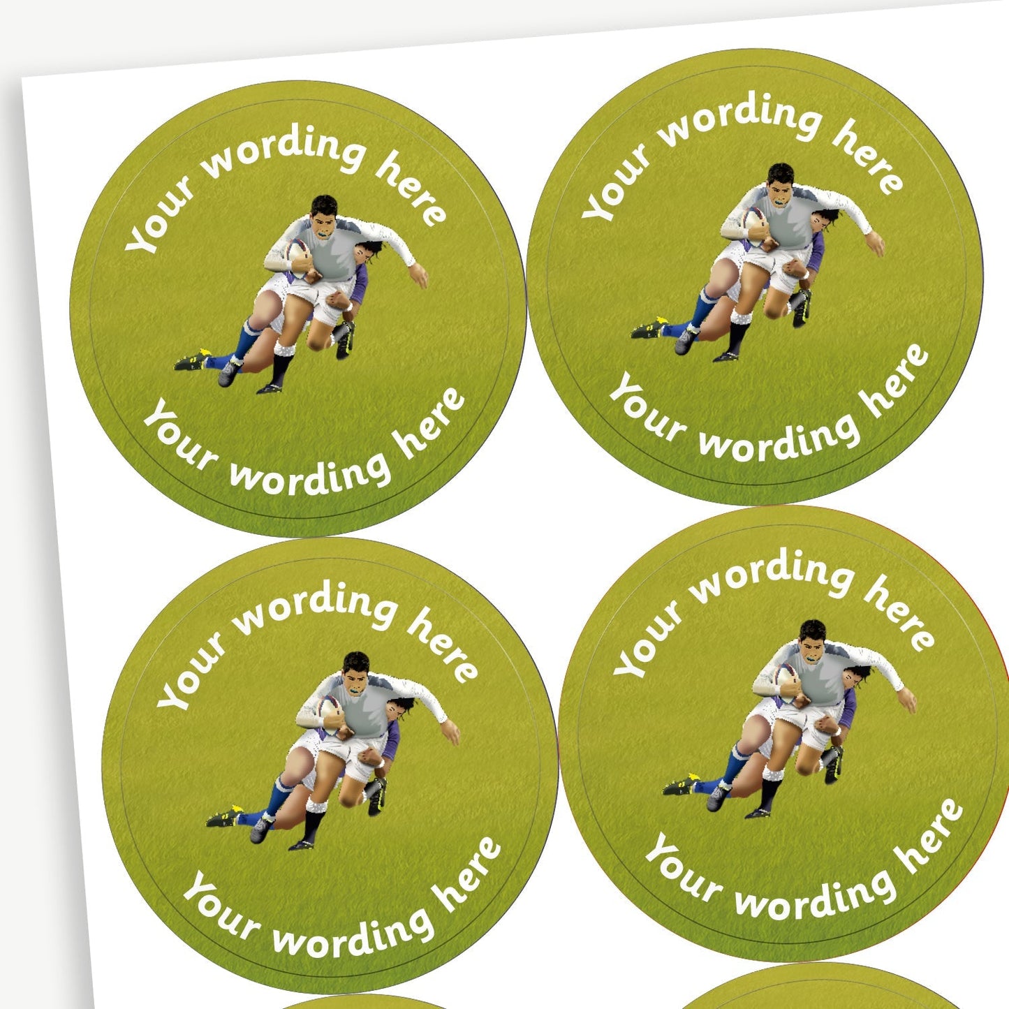 35 Personalised Rugby Stickers - 37mm