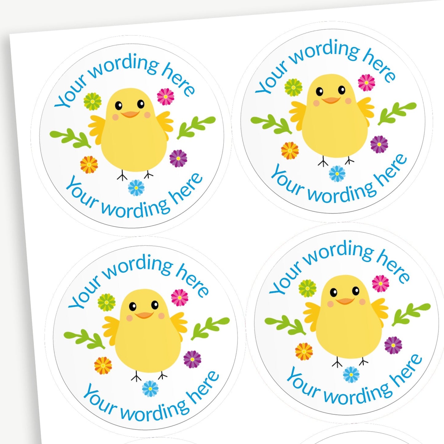 35 Personalised Easter Chick Stickers - 37mm