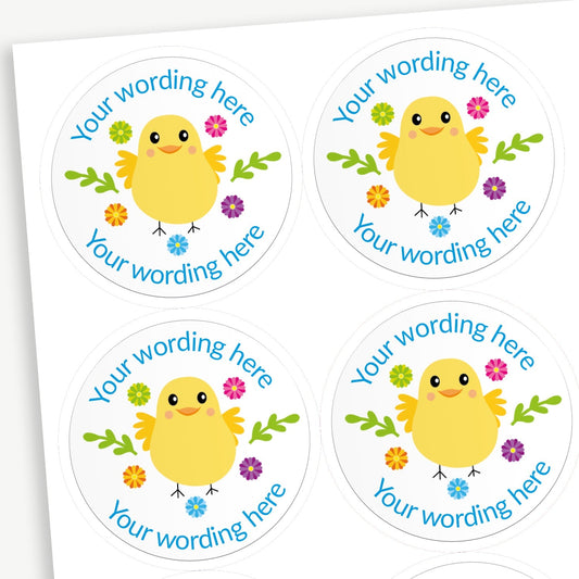 35 Personalised Easter Chick Stickers - 37mm