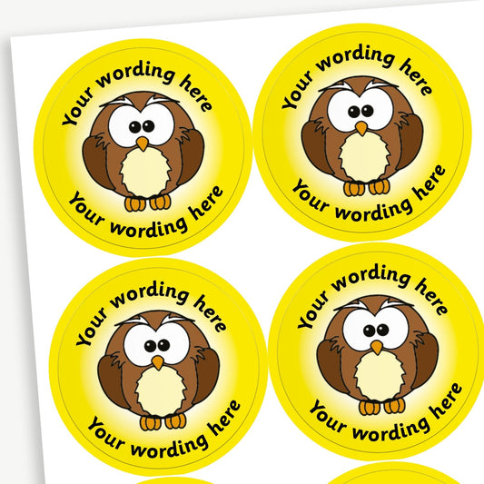 35 Personalised Owl Stickers - 37mm