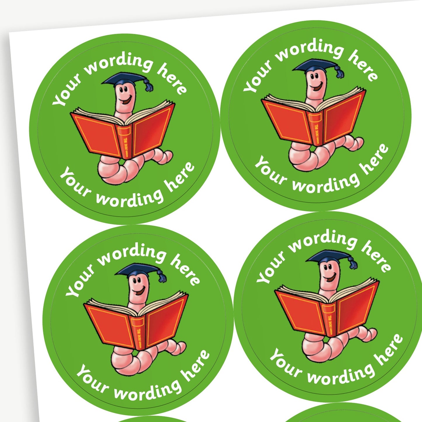 35 Personalised Bookworm Stickers - 37mm