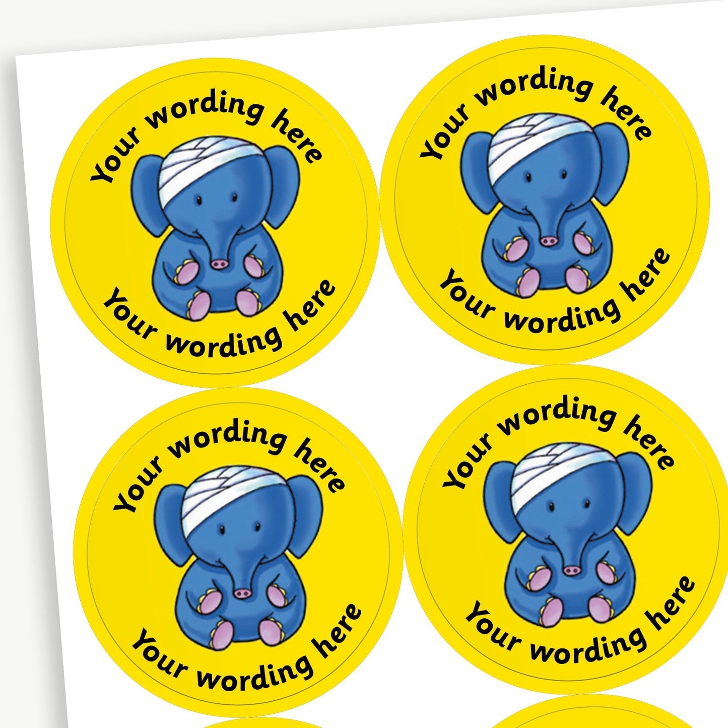 35 Personalised Accident Elephant Stickers - 37mm