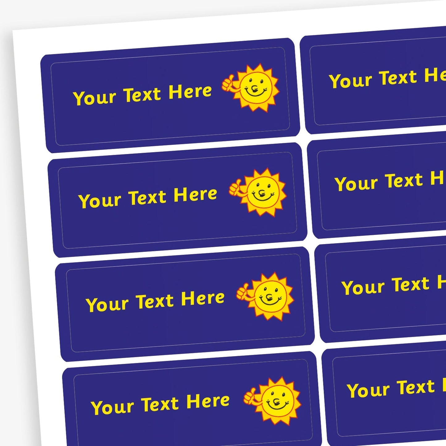 56 Personalised Sun Stickers - 46 x 16mm