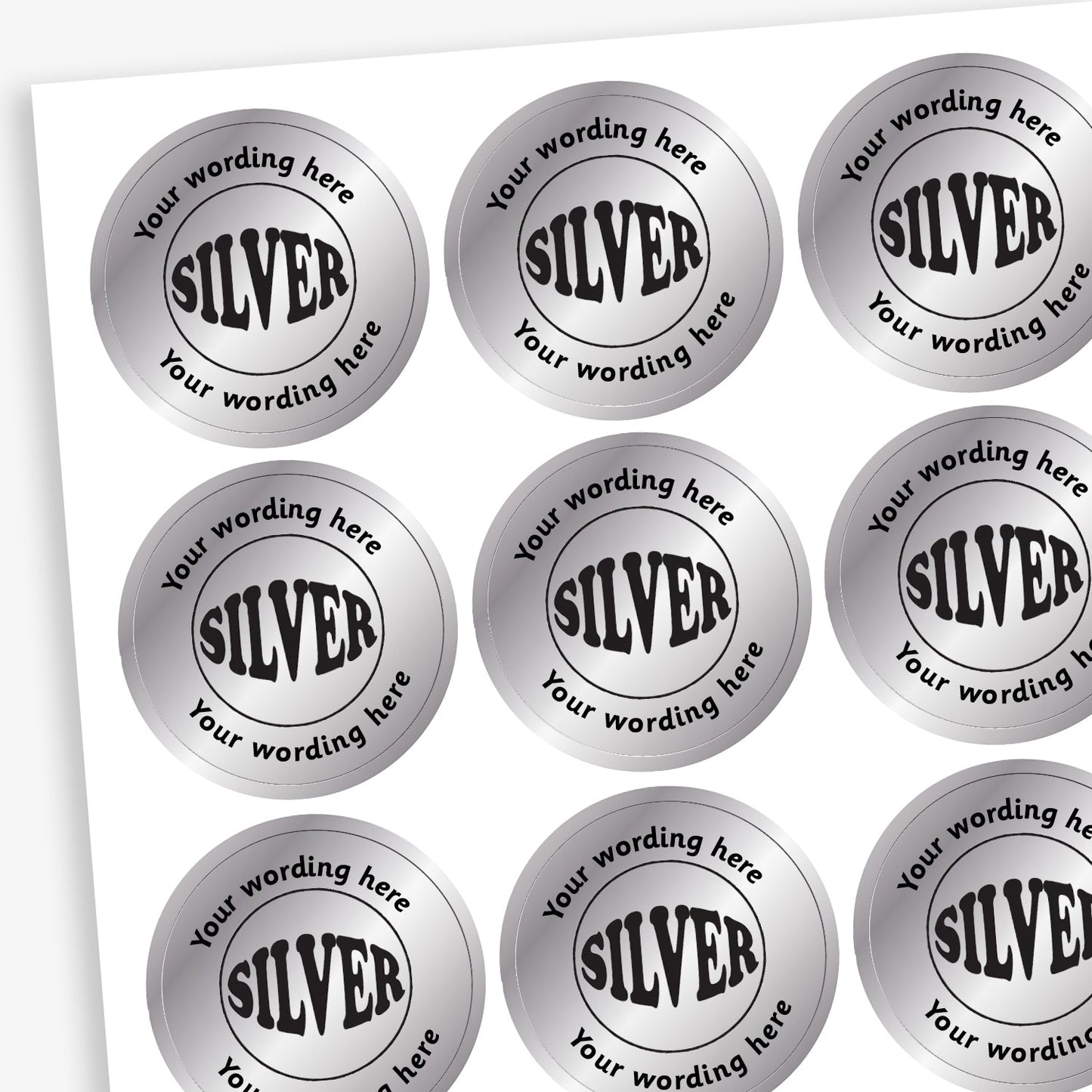 Personalised Metallic Silver Stickers - 25mm