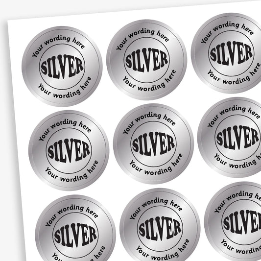 Personalised Metallic Silver Stickers - 25mm