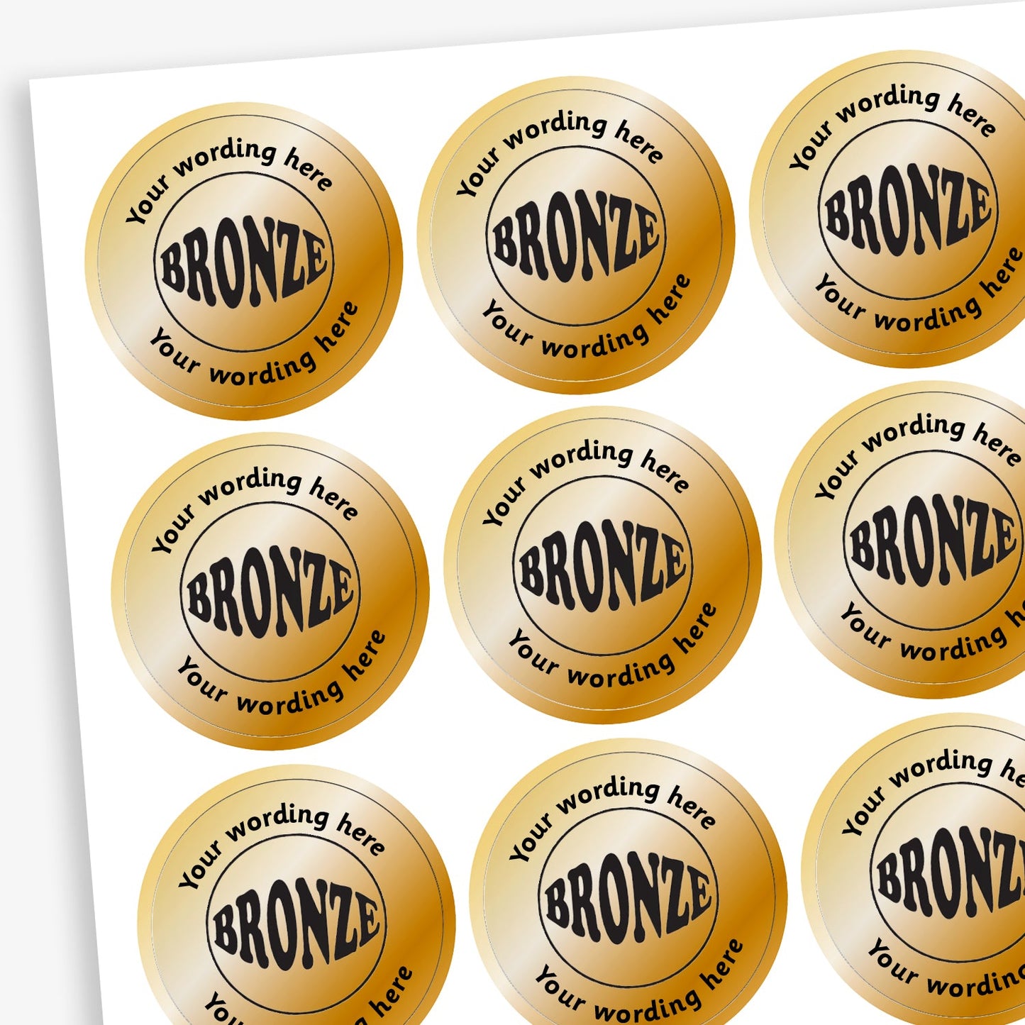 Personalised Metallic Bronze Stickers - 25mm