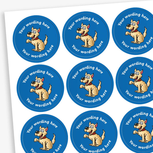 70 Personalised Dog Stickers - 25mm
