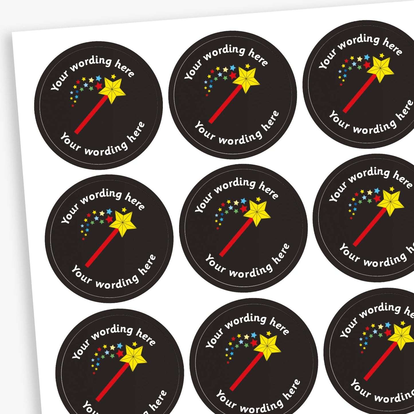 70 Personalised Wand Stickers - 25mm