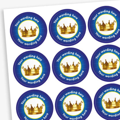 70 Personalised Crown Stickers - 25mm