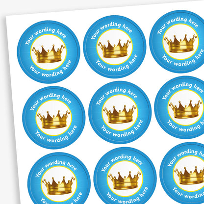 70 Personalised Crown Stickers - 25mm