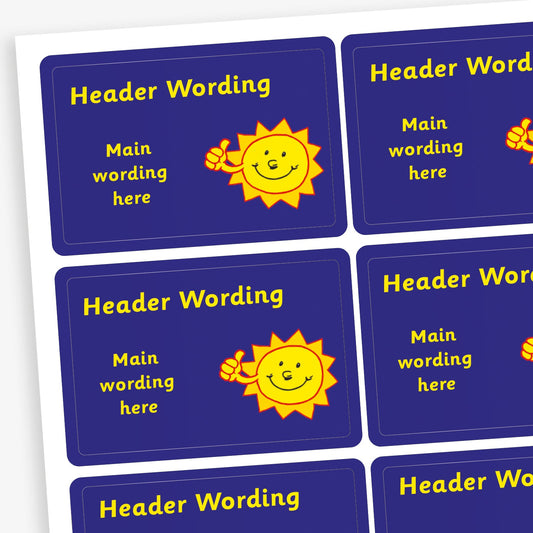 32 Personalised Sun Stickers - 46 x 30mm