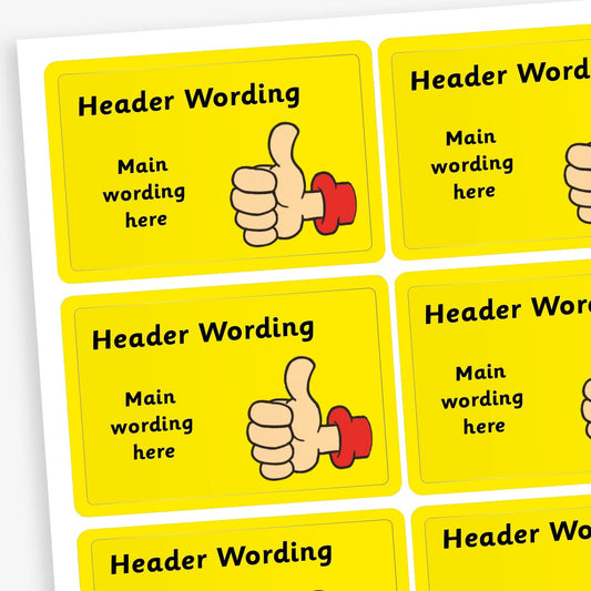 32 Personalised Thumbs Up Stickers - 46 x 30mm