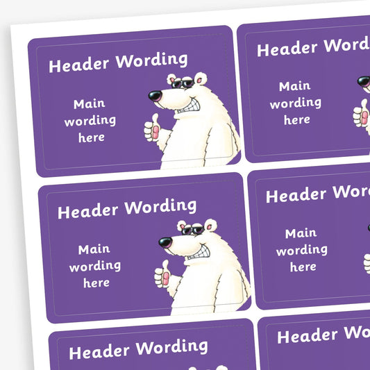 32 Personalised Polar Bear Stickers - 46 x 30mm