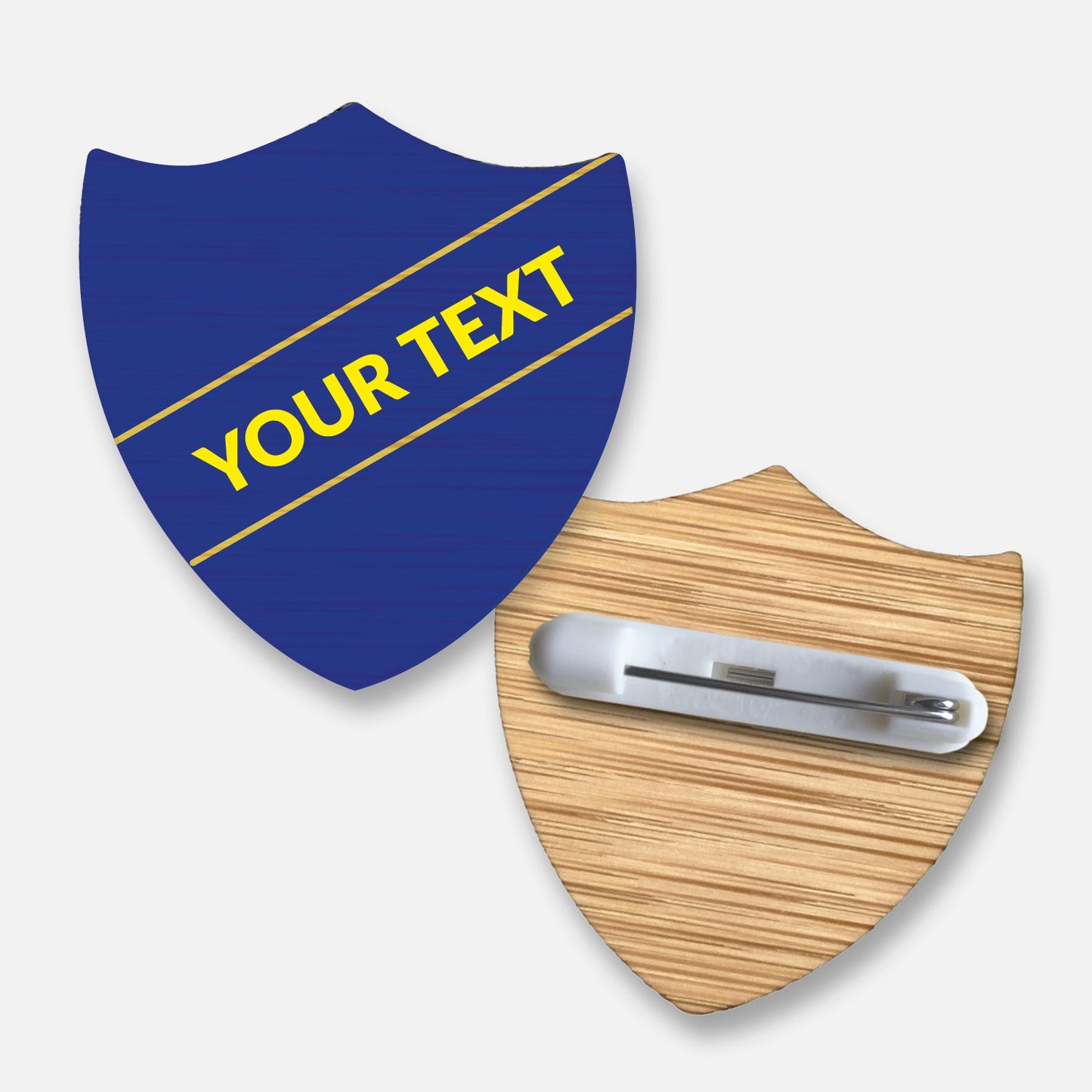 Personalised Bamboo Shield Badge - Single Line