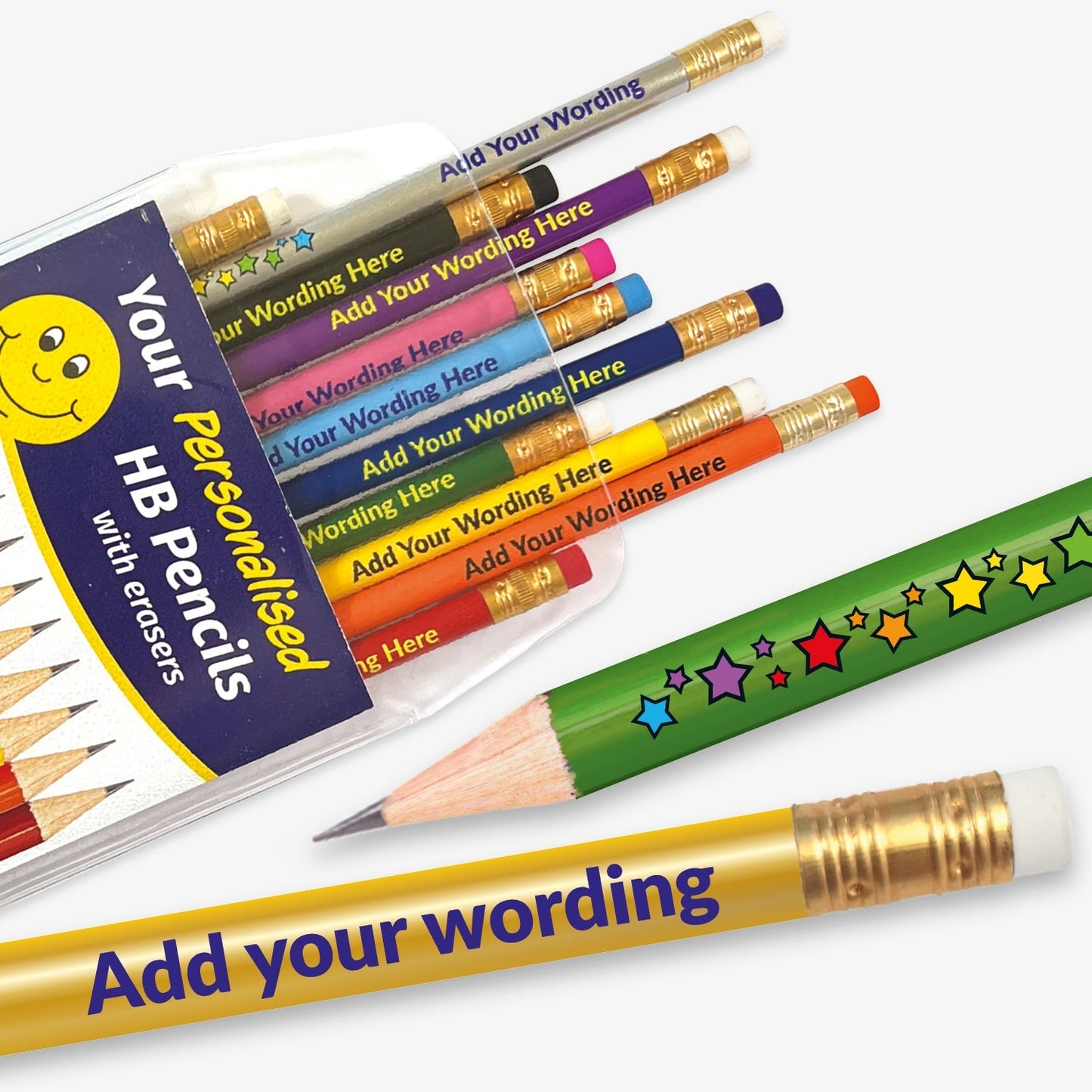 12 Personalised Star Design Pencil