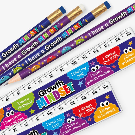 12 Growth Mindset Pencil and Ruler Bundle