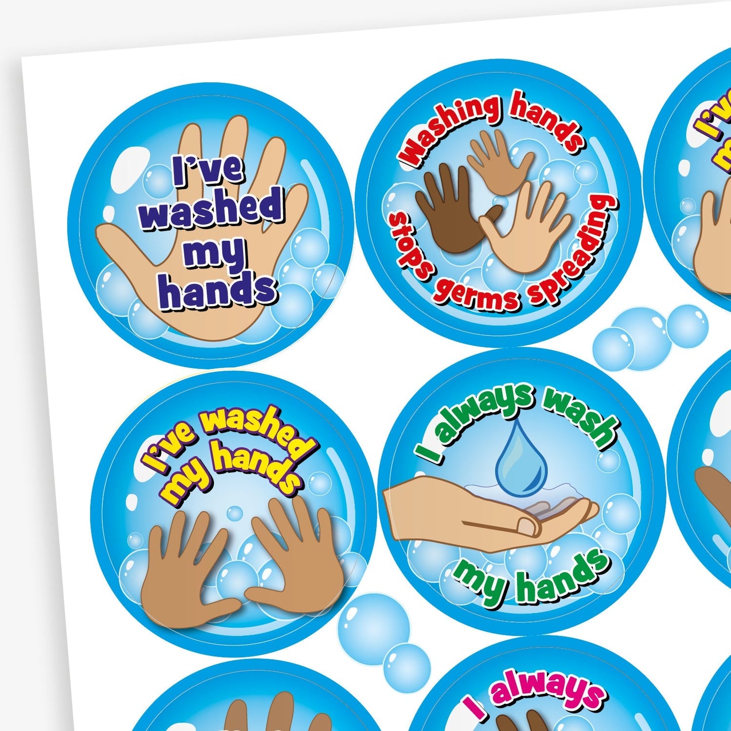 20 Hand Washing Stickers - 32mm