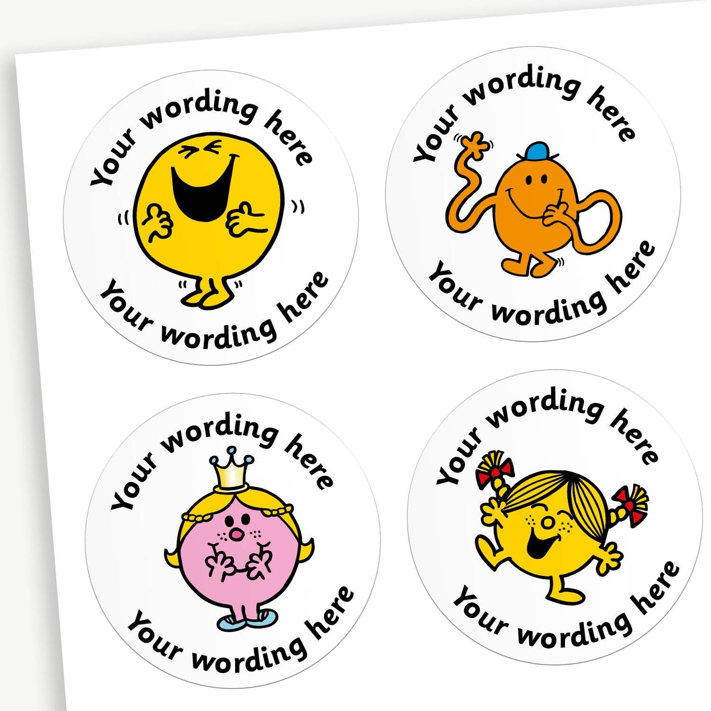 Personalised Jellybean Scented Mr Men & Little Miss Stickers - 37mm