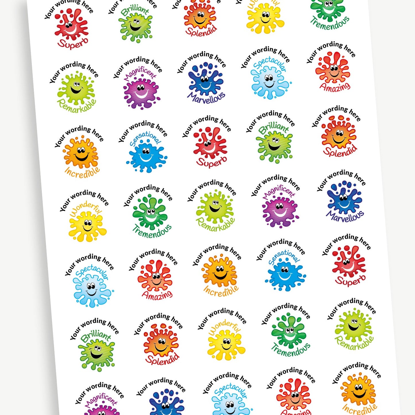 Personalised Jellybean Scented Splash Stickers - 37mm