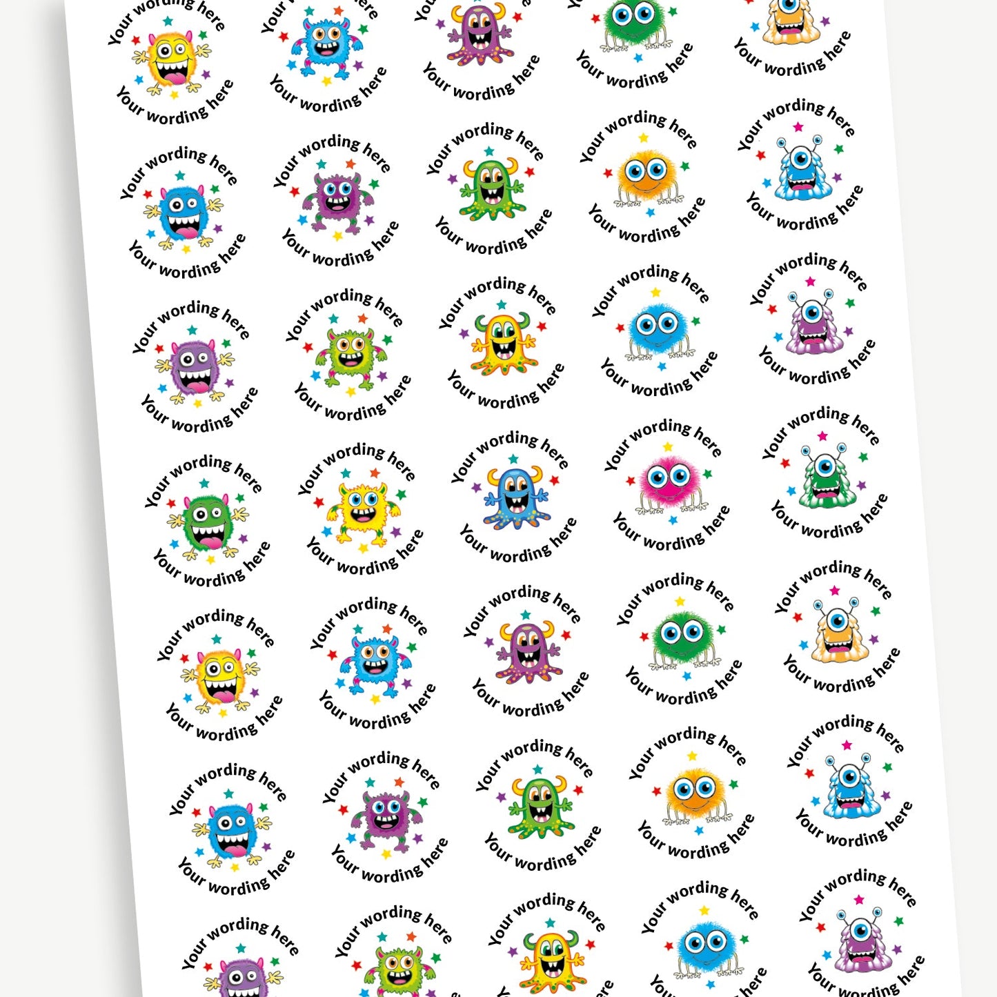 Personalised Bubblegum Scented Monster Stickers - 37mm