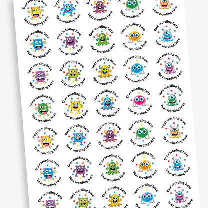 Personalised Bubblegum Scented Monster Stickers - 37mm