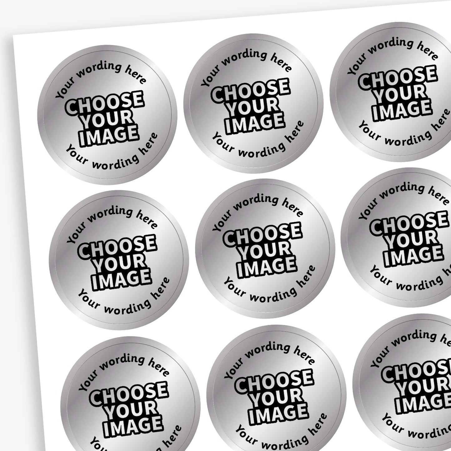 70 Design Your Own Metallic Silver Stickers - 25mm