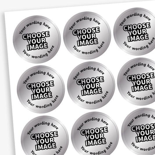 70 Design Your Own Metallic Silver Stickers - 25mm