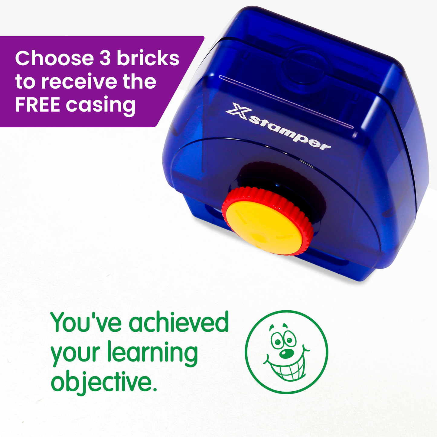Learning Objective Achieved Target Smiley Twist N Stamp Brick - Green
